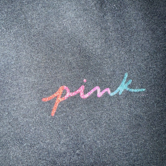 PINK Victoria's Secret Black and Pink Short Sleeve Tee - Picture 3 of 6